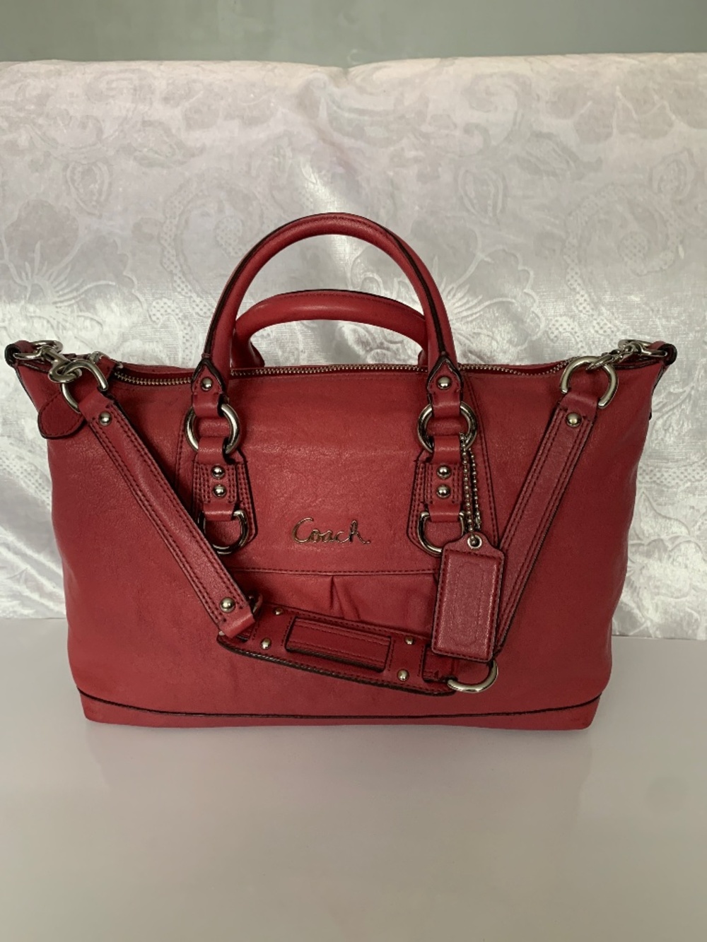 Coach Ashley Satchel/Shoulder Leather Light Oxblood